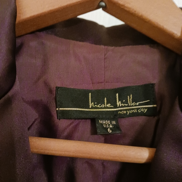 Nicole Miller Steampunk Cosplay Plum Satin Crop Blazer size 6 - Picture 6 of 7